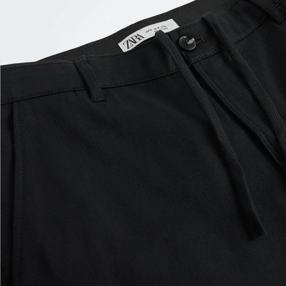 Zara Men’s Black Pants NEW Straight Cut Chinos - Picture 4 of 9